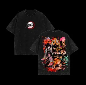 Hashira Group Demon Slayer Wash Tee, Gift for Anime Fans, Washed Cotton Fit, Full Back Graphic Shirt, Kimetsu No Yaiba Streetwear
