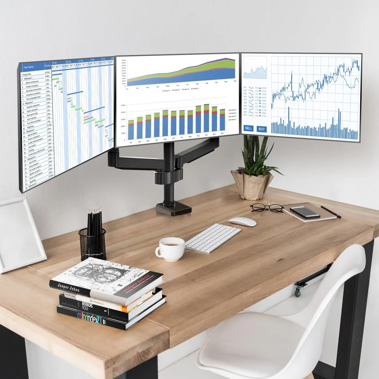MOUNTUP 17"-27" Triple Monitor Stand Mount MU0006