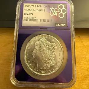 NGC 1880/79 S Top 100 MS67+ VAM-8 Medium S Coin with Purple Label