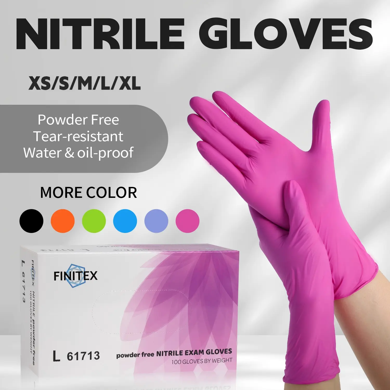 FINITEX Nitrile Cleaning Gloves,Disposable Powder&Latex-Free Waterproof Durable Work for Home Kitchen Cook HandCare Manicure Doctor Medical Pet Toilet Washing Party Decoration Gardening Farm Tool Colorful Gloves,halloween，moving essentials，trick or treat