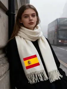 Spanish Flag Printed Scarf Lightweight Soft Warm Shawl Wrap Winter Autumn Accessories for Travel Daily Wear Suitable for Women and Men Perfect Christmas Thanksgiving New Year Holiday Gift for Family Friends and Couples