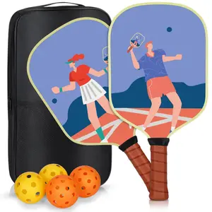 Carbon Fiberglass Pickleball Paddles, USAPA Approved Double-Sided Pattern Pickle Ball Paddles Set of 2, Pickleball Set Sport Gifts for Men Women Family