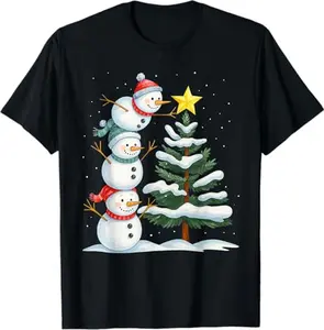 Funny Christmas Snowman Topper Tree Holiday Family Men Women T-Shirt