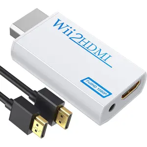 Wii to HDMI Converter Adapter with Hdmi Cable Connect Wii Console to HDMI Display in 1080p Output Video with 3.5mm Audio Supports All Wii Display Modes White