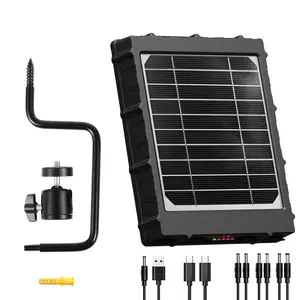 Solar Charger Panel for Trail Cameras 6V/9V/12V Hunting Camera Solar Power with USB-C Port, Built-in 10000mAh Lithium Battery Suitable for Surveillance Cameras and Game Cameras