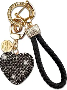 Heart Keychain Wristlet Bling Keychains for Women & Girls, Perfect Accessory for Car Keys, Purses, Handbags, and Backbacks, Rhinestone Keychain, Heart Design Keychain