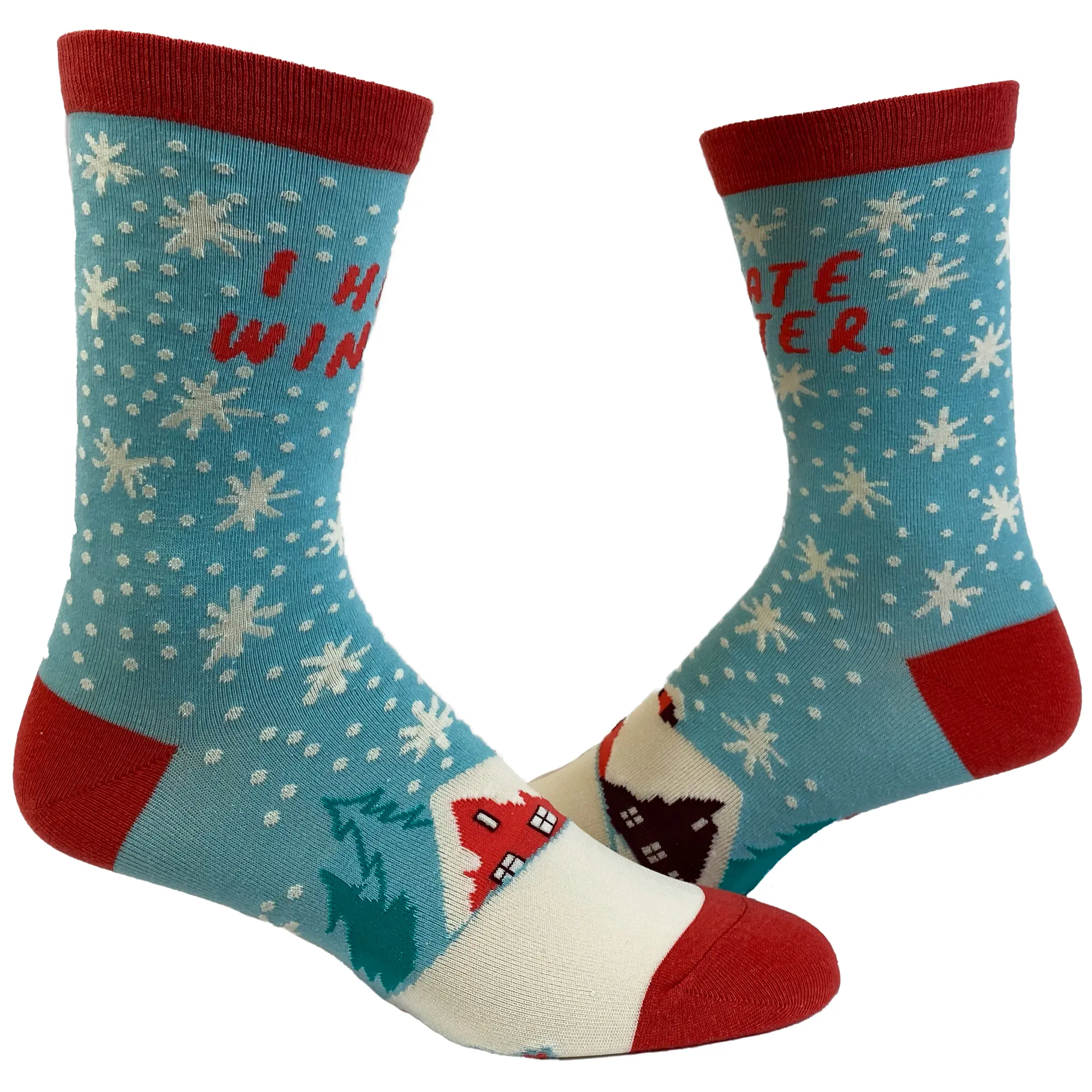Men's I Hate Winter Socks Funny Snow Cold Seasons Graphic Novelty Footwear Funny Graphic Socks Comfortable Fitted Spandex Cotton