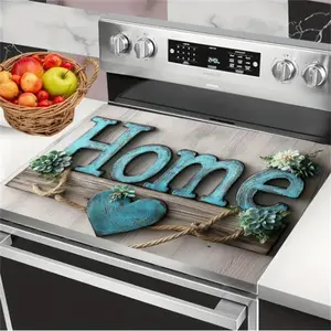 Letter & Fruit Pattern Gas Stove Cooktop Panel Protector Cover, 1 Count Scratch Resistant & Easy To Clean Stove Top Protector, Multipurpose Cooktop Cover, Household Appliances, Stove Plate