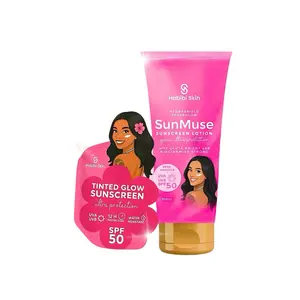Habibi Skin Essentials SunMuse Body Lotion + Tinted Glow Sunscreen Day Time Beauty Combo - Hydrating SPF 50 Protection with HYDRASHIELD SHEERGLOW Technology