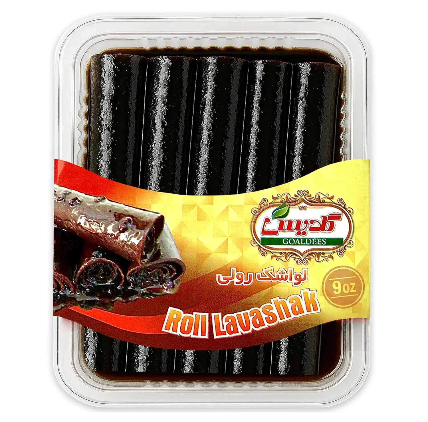 GOALDEES Roll Lavashak Pomegranate Juicy Sour Fruit Leather Persian Snack Middle Eastern Halal Bold Flavor Timeless Tradition (1 Pack, 250, Gram)