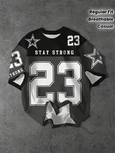 Men's Football Jersey T-Shirt Royal Number 23, Casual Sports Style, Breathable Knit Fabric, Round Neck Short Sleeve, All Seasons, Breathable Athletic Top, Stylish Jersey, Sports Clothing, Sports Tops