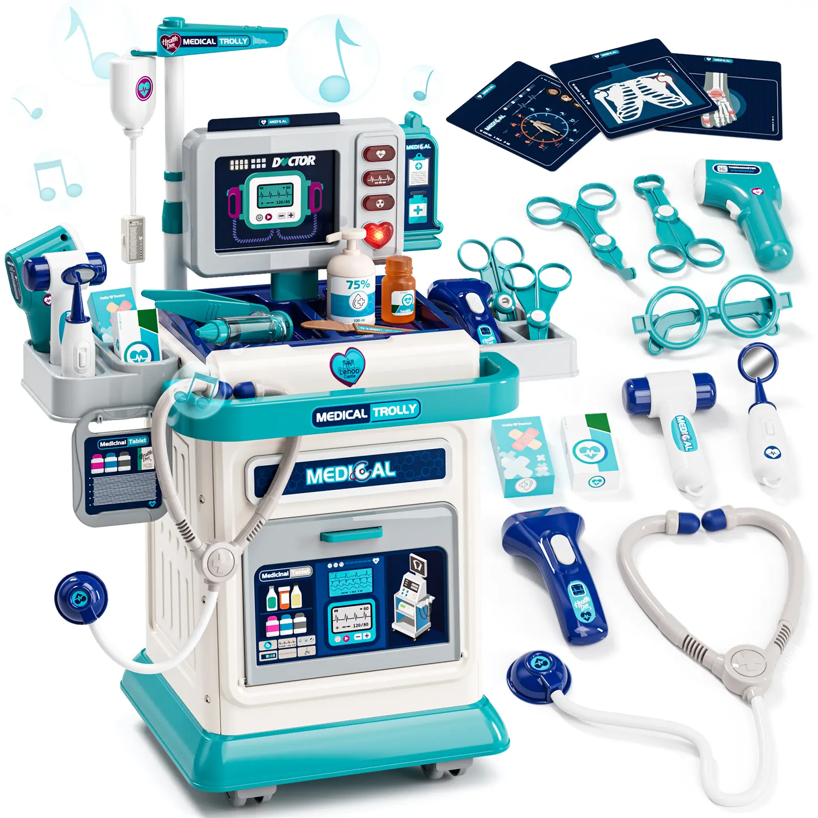 Lehoo Castle Doctor Kit for Kids, Kids Doctor Play Set, Pretend Medical Station Toy Set, Mobile Cart with Lights and Sound,  for Boys Girls 3-5 Years Old,  Birthday Christmas Gifts