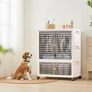 Stackable Storage Bins With Lids - Closet Organizers and Storage Containers with Wheels, Doors and Hanging Rods, Plastic Large Trunk Car Organizer for Home(Grey)