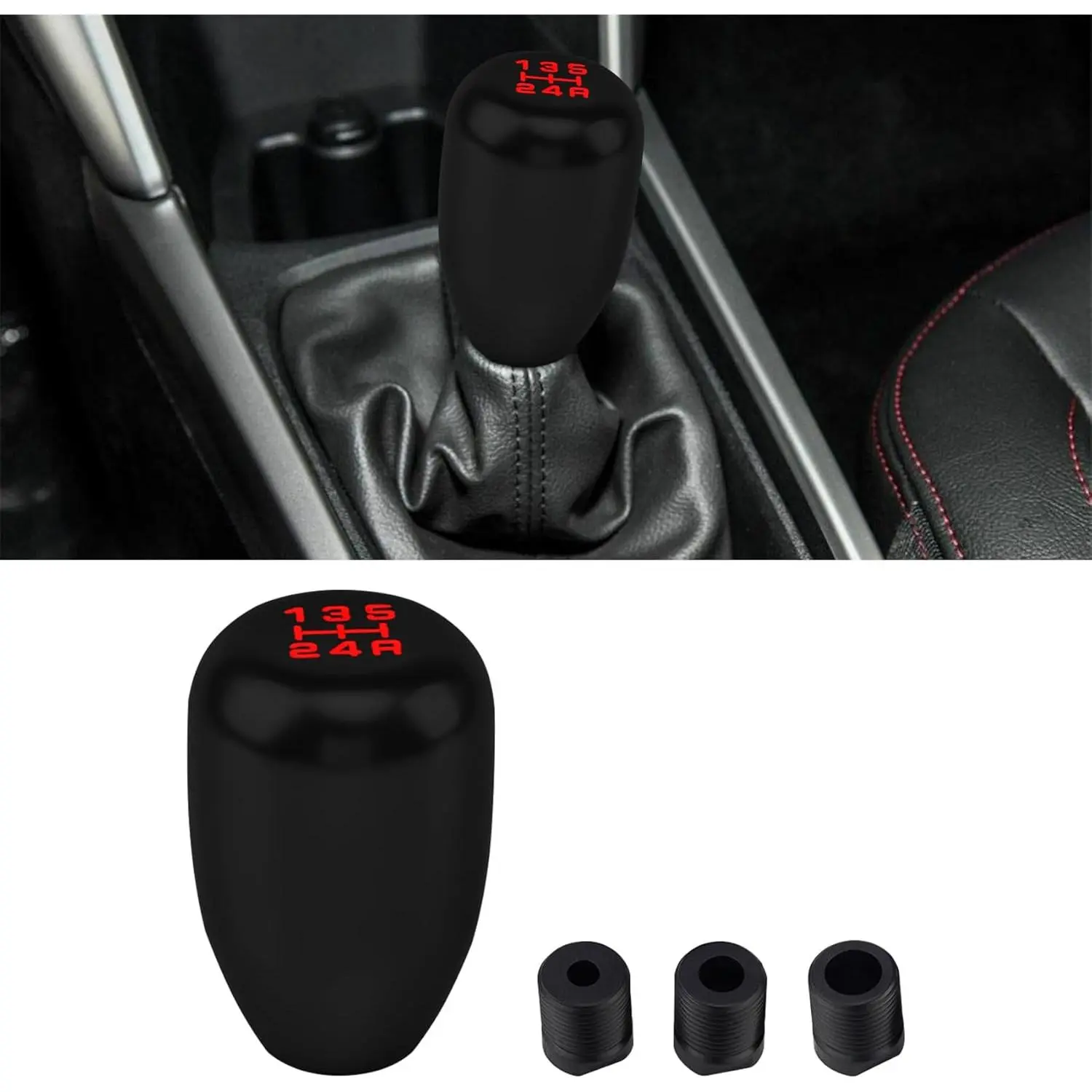 Car Gear Shift Knobs, Manual Transmission Shift Knob, 5 Speed Car Stick Shift Knob with Adapter, Aluminum Alloy Shift Lever Knob, Universal Automatic Car Accessories for Manual Car