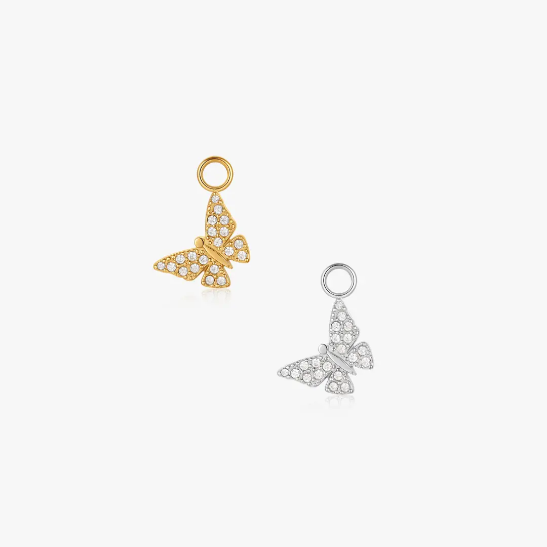 Butterfly Pave Hoop Charm (Single)