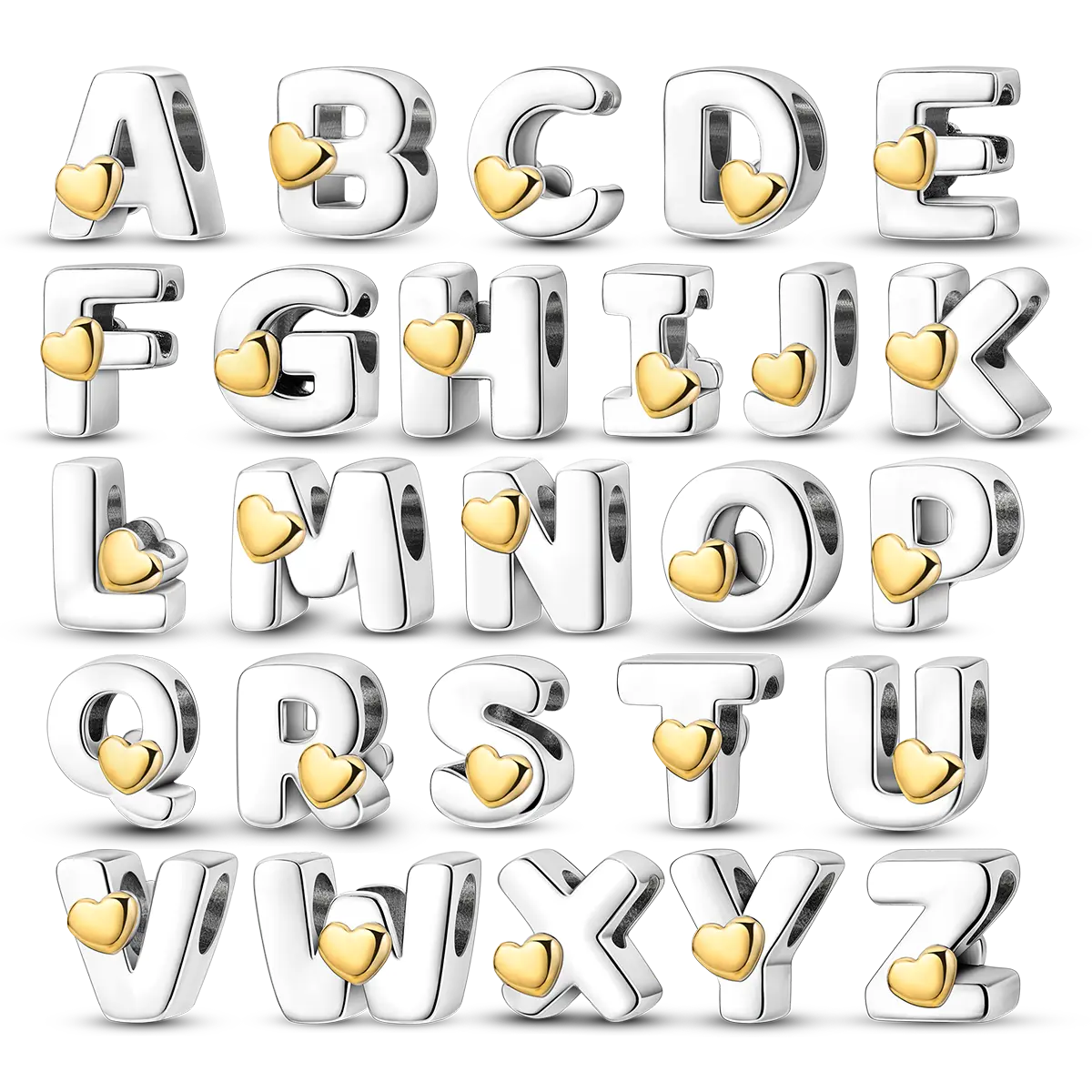 MULA A-Z Love Letter Beads | 925 Silver-plated with Platinum Plated | Customizable Bracelet and Necklace Initial Beads | Perfect Gift for Girls and Women | Ideal for DIY Jewelry | Suitable for Pandora Bracelets and Necklaces