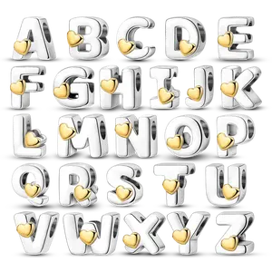 MULA A-Z Love Letter Beads | 925 Silver-plated with Platinum Plated | Customizable Bracelet and Necklace Initial Beads | Perfect Gift for Girls and Women | Ideal for DIY Jewelry | Suitable for Pandora Bracelets and Necklaces
