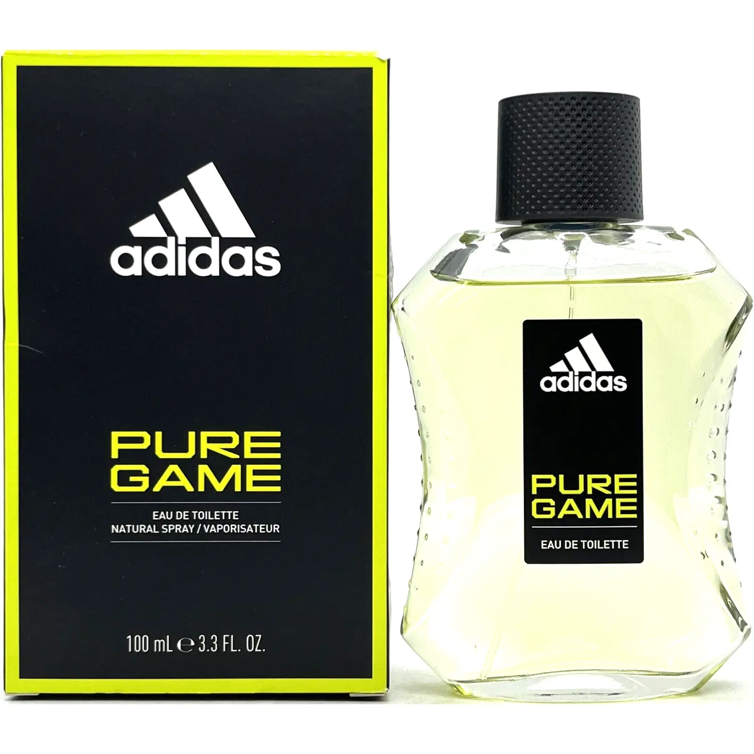 Adidas PURE GAME Men's Cologne - Warm Masculine Cypress EDT Spray, Invigorating Grapefruit Citrus Top Notes, Aromatic Herbal Lavender Scent, 3.3-3.9 fl oz, New In Box, ad, Single Item, Spray Bottle, Signature Scent, Male Wear, 3.3 Fl Oz, Woody & Earthy