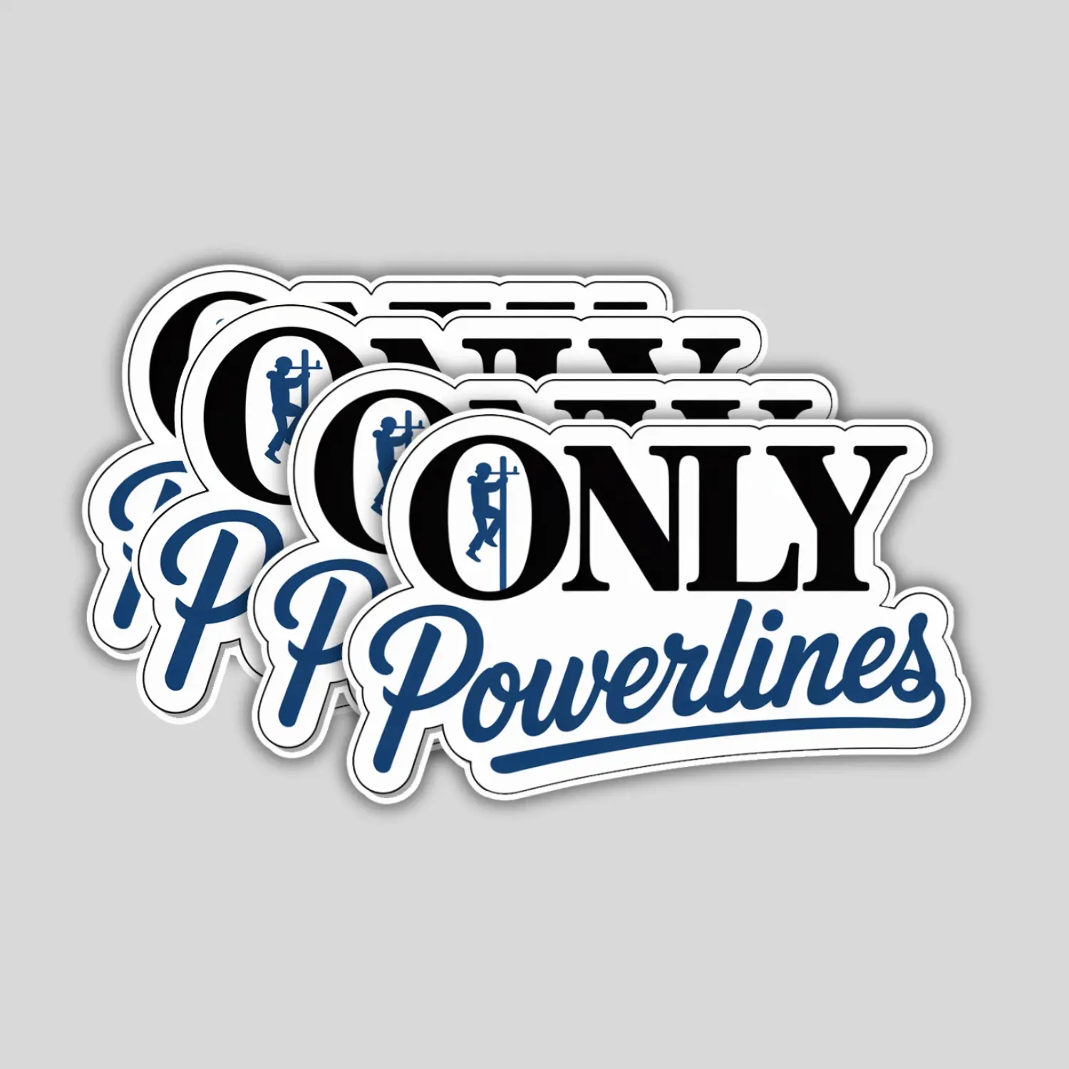 4 Pack Only Powerlines Stickers – Funny Lineman Vinyl Decals for Hard Hat, Toolbox, Laptop, Bottle – Gift for Electricians & Workers