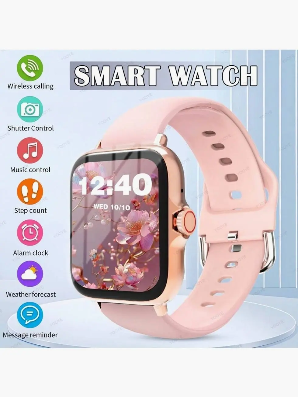 Smart Watch with Bluetooth Calling, Call Notifications, Multiple Sports Modes, Custom Watch Faces and Smartphone Compatibility for iOS & Android