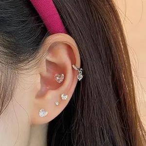 s925 sterling silver Heart Stud Earrings，Minimalist Simple Unique Earrings for galentine‘s party valentine’s day gift，fashion zirconia earrings，anniversary holiday jewelry，gift for women