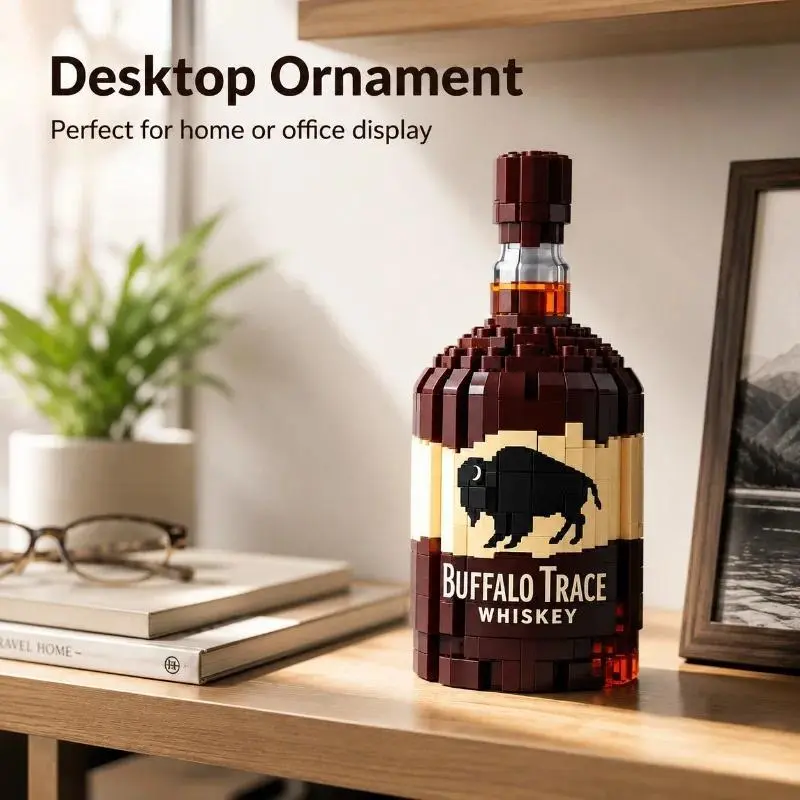 Buffalo Trace Bourbon Whiskey Bottle Building Blocks Model Home Bar Decor Collectible Bricks