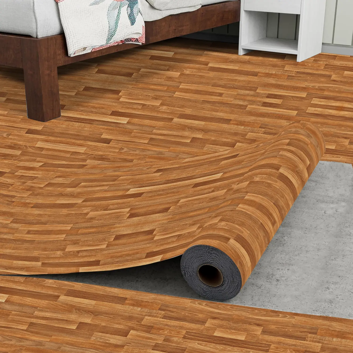 40*100cm 0.25mm Wood Color Bathroom Waterproof Floor Sticker, Non-slip Bathroom Floor Tile Renovation Kitchen Floor Decal, Thick, Self-adhesive Waterproof Floor, Easy to Install, Tile Floor Protectors, Non Slip Flooring