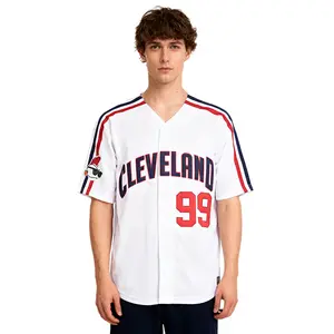 Men's Cleveland Baseball Jersey #99 90s Vaughn Retro Gray black white Jersey Movie jersey Sewing embroidery high quality polyester sports top Authentic Style for Fans Collectors Outdoor sportswear splicing design