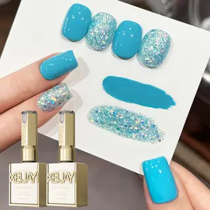 2PCS*15ML Candy Sequins 01+M035 Hot Selling Nail Art Candy Sequins Series 2 Color Set, Blue Sequins with Sky Blue Super Bright Gel Salon Art Sequin Design Suitable for salon home nail DIY women's holiday gifts