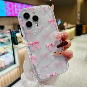 Bow Pattern Clear Phone Case, Cute Phone Protective Cover, Phone Accessory Compatible with iPhone 11 12 13 14 15 16 17Pro Max 15 Plus