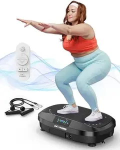FLYBIRD Vibration Plate Exercise Machine, Lymphatic Drainage Machine, Whole Body Workout Vibration Platform w/ 2 Resistance Bands for Wellness and Fitness