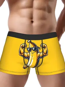 Banana Muscle Men Underwear Printed Boxer Briefs with Cool Sunglasses Design for Menswear - Lingerie