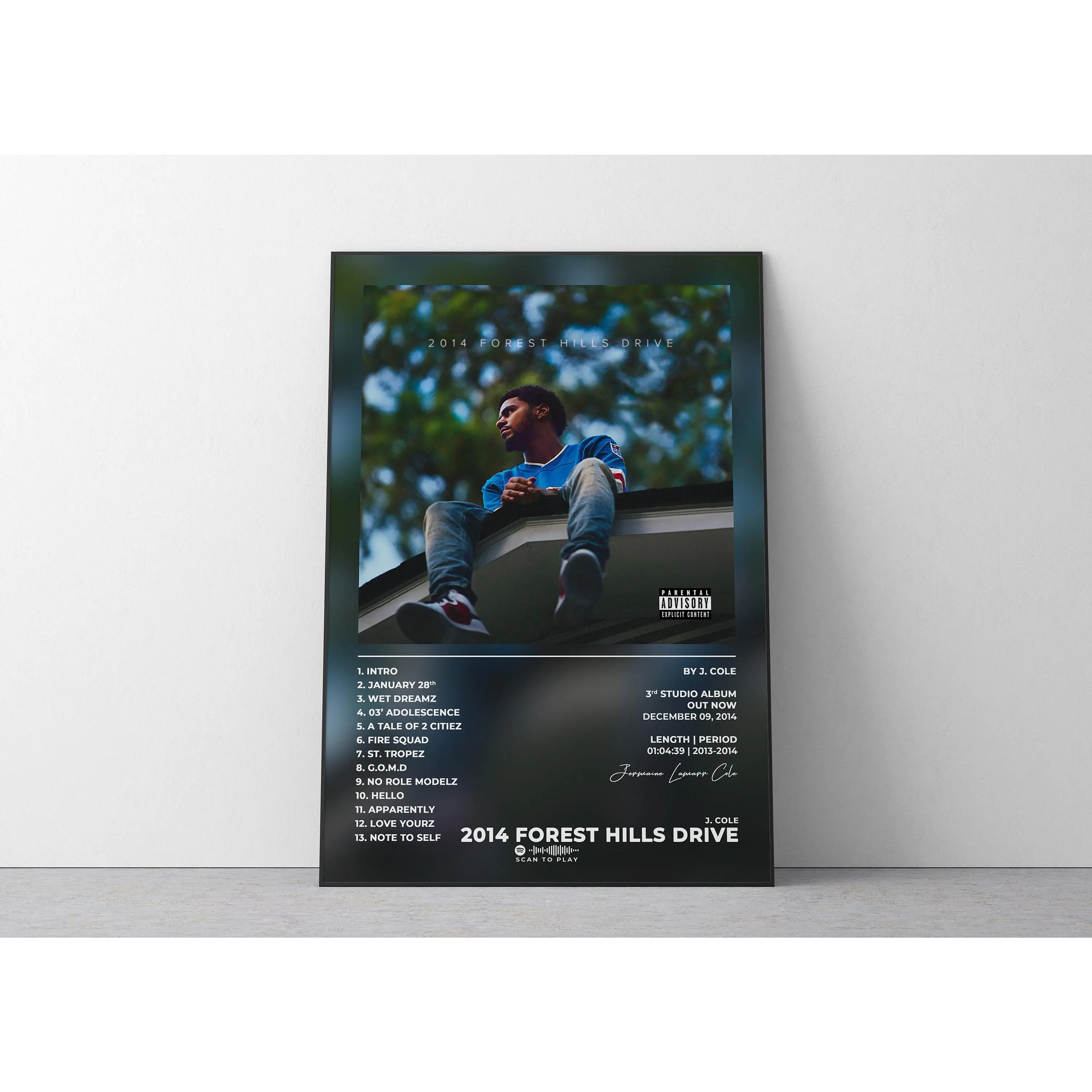J Cole 2014 Forest Hills Drive Rap Album Cover Poster Print, Thick Decorative Artwork, Long-Lasting Graphic Paper Wall Art, Home Decor for Nursery & Kid Room Accent