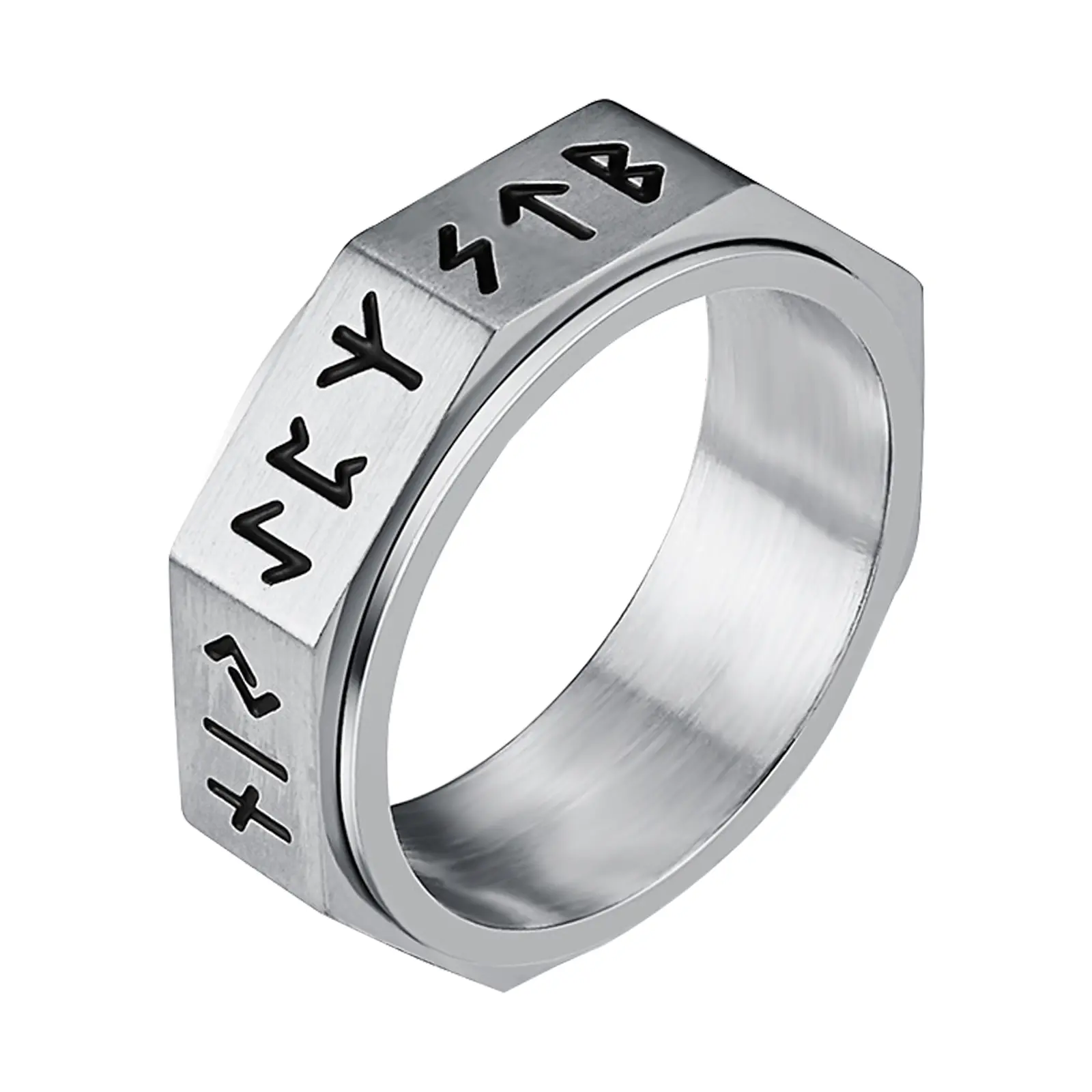 OIDEA Viking Spinner Anxiety Ring for Men, Norse Rune Engraved Stainless Steel Fidget Band for Dads - Male Jewelry