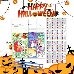 Halloween Candy Basket Filler Gifts,Watercolor Painting Book for Students, Water Coloring Books, Built-In Watercolor Brushes, Perfect Gift for Halloween Thanksgiving Christmas