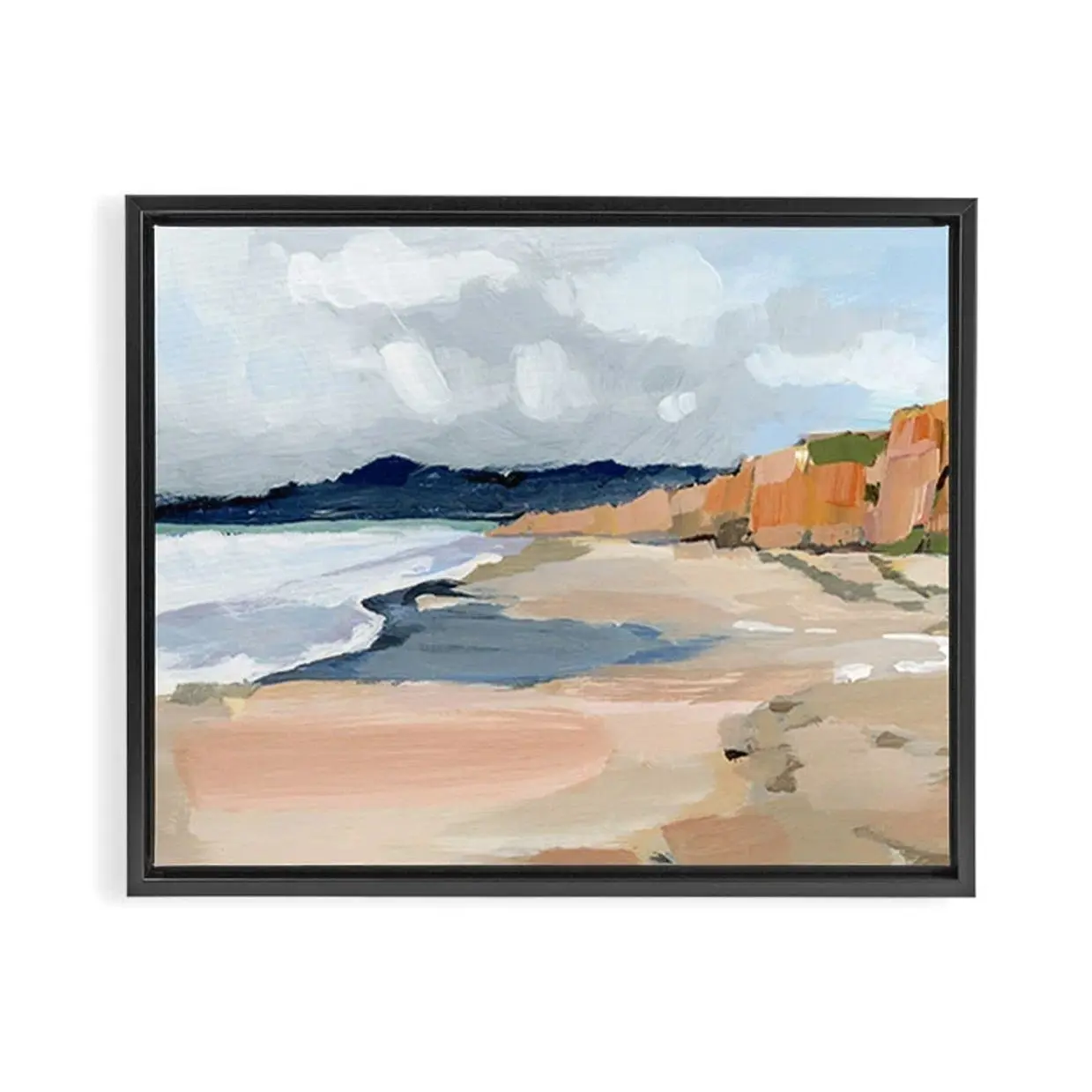 Half Moon Bay Coastal Landscape Frameless Hanging Wall Scroll Print