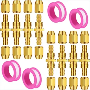 12 Pcs Solid Brass Air Hose Repair Fittings for NPT Replacement Reusable Hose Splicer Air Tube Connectors Repair Kit with Ptfe Tape Brass Connect Adapter (1/4npt-1/4 Inch)