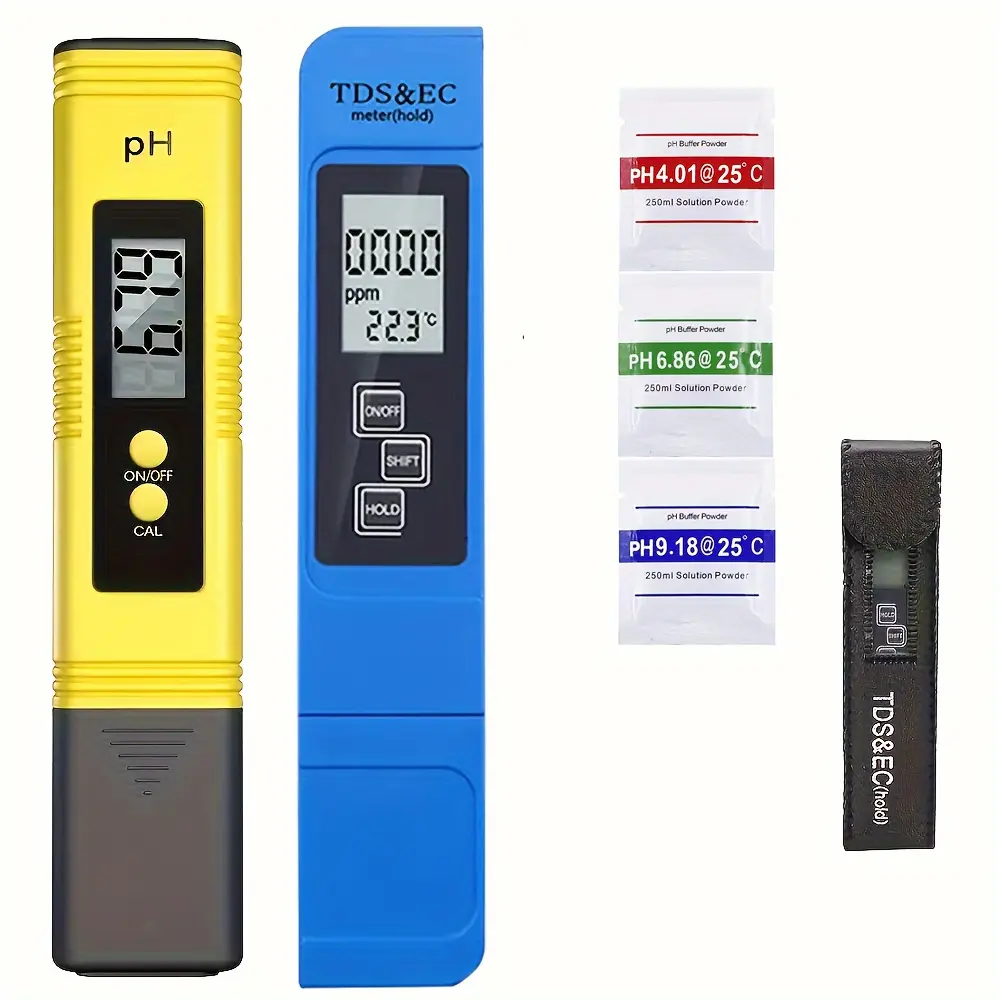 2pcs Digital Water Tester, 0.0-14.0 PH Meter & 0-9990ppm TDS Meter for Aquarium Filter Water Purity PPM, Water Quality Tester