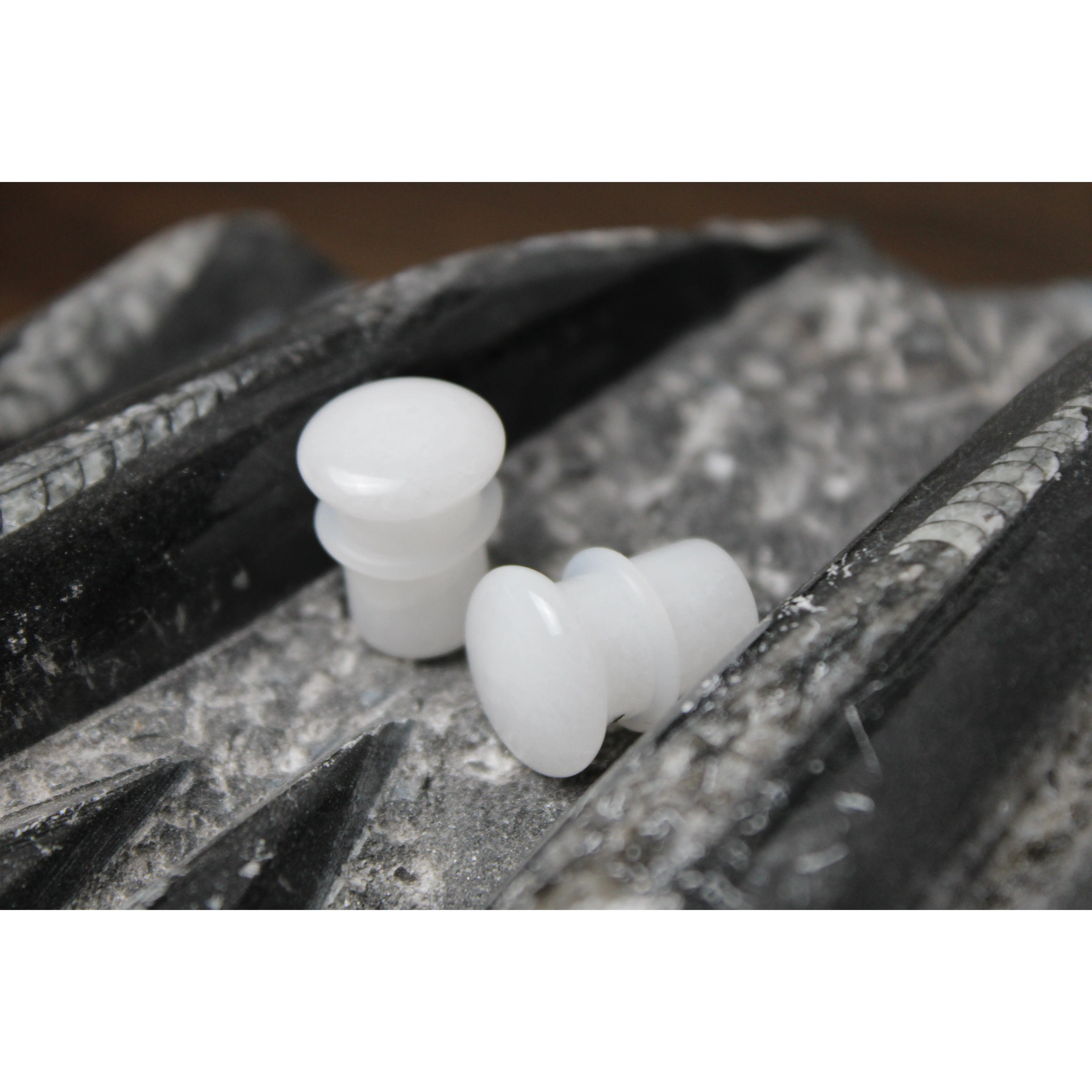 Genuine White Quartz Plugs - Single Flared Wearable Jewelry, Minimalist Body Jewelry for Everyday Wear, Promoting Clarity & Peaceful Mind, Available in Multiple Sizes