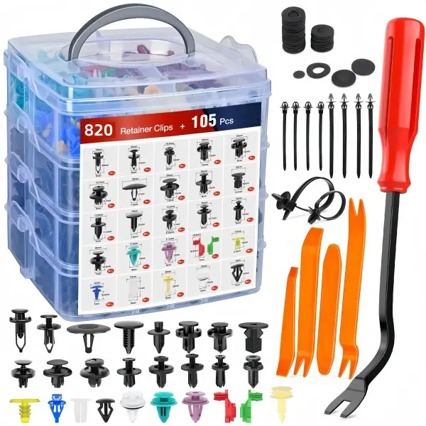 925-Pack Heavy-Duty Sel-Locking Nylon Push Rivets — Versatile Fasteners or Automotive & Everyday Repairs clip removal plier braketoolkit automotive tool repair power tool toolbox，Plastic Car Clips Fastener Kitastener