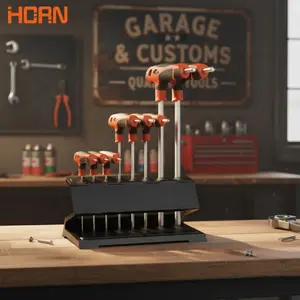 T-Handle Hex Wrench Set with Stand - Non-Slip Anti-Oil Grip, Dual Ball & Flat Head Allen Key Kit for Mechanics & DIY