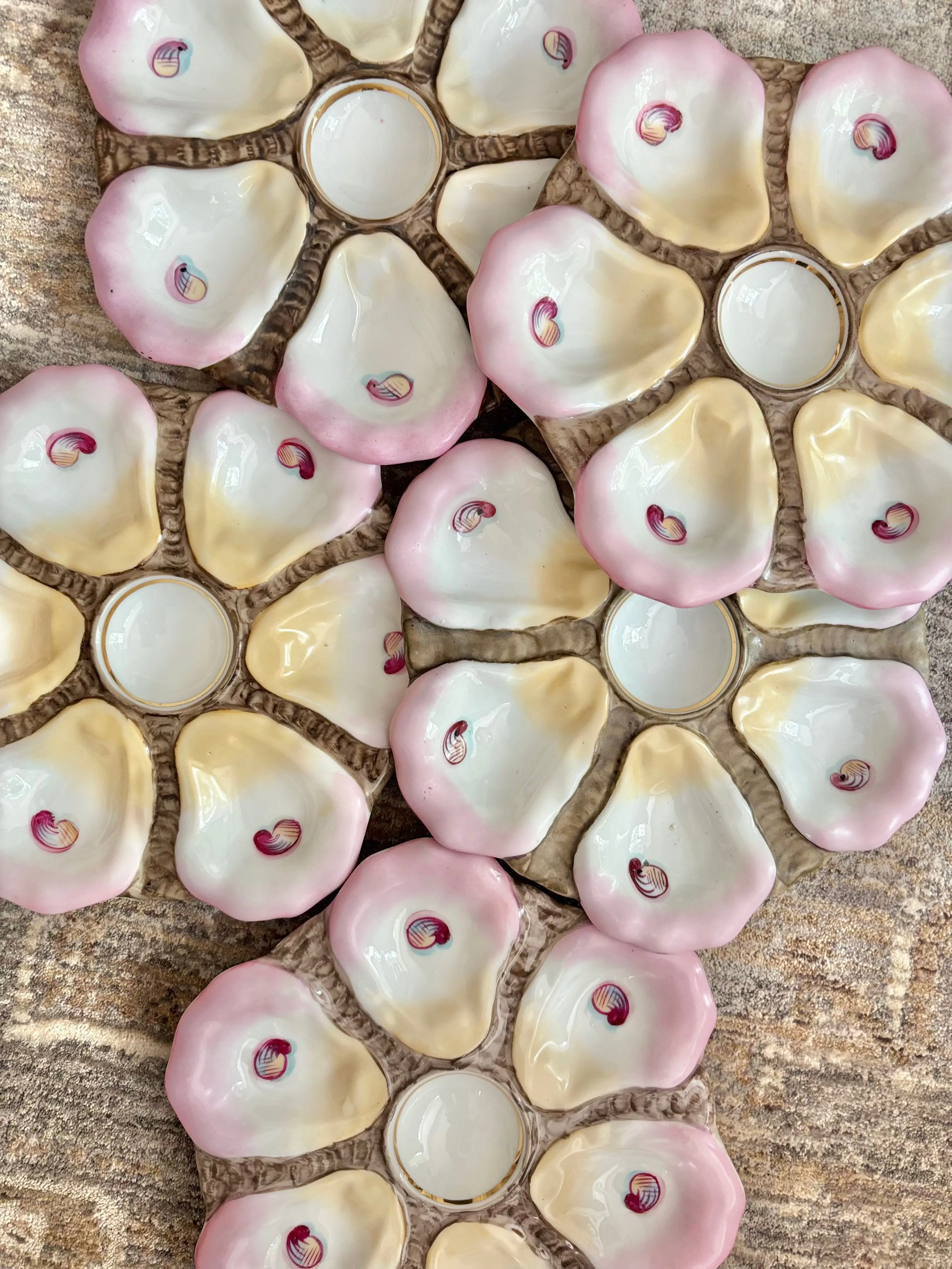 Antique Majolica Oyster Plates