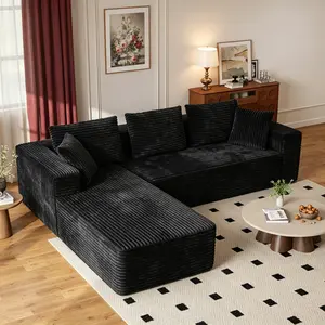 108” Modular Cloud Sectional Couch, Plush Corduroy Fabric, No Assembly Required, Space-Saving Boneless Compression Convertible Sleeper Sofa, Modern Furniture for Living Room