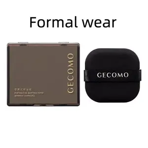 100 Sheets Facial Oil Absorbing Paper Set, Includes Powder Puff & Mirror, Bamboo Charcoal Material, Portable Compact Daily Use Makeup Setting