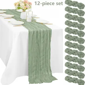 Boho Style Table Runner Set, Multi-Color Options, 35x120 Inches Large Size Cheese Cloth, Perfect for Easter, Spring, Boho, Rustic Decor