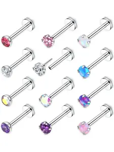 18G/20G Surgical Steel Labret Piercing Jewellery Threadless Push in Nose Studs Labret Stud Lip Piercing Tragus Stud Lip Bar Nose Piercing Medusa Helix Tragus Piercing Jewellery Nose Piercing Jewelry