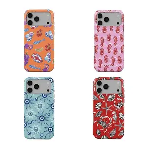 Burga HYDRA, SUNSET DINNER, BLUE GAZE & CORAL REEF iPhone Case - Luxury High-Gloss Tough Case for iPhone 17 16 15 14 13 12 11 Pro Max - Premium Shockproof Mediterranean Summer Pattern Cover - Gift for Her