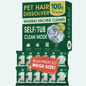 [Mega Size] Seedshub 12 Pack Pet Hair Dissolver 5-in-1 Washing Machine Cleaner, Heavy Duty High-Strength Enzymatic Formula, Prevents Clogs & Sanitizes Tub, Safe for All Washers tiktokshopmemorialday