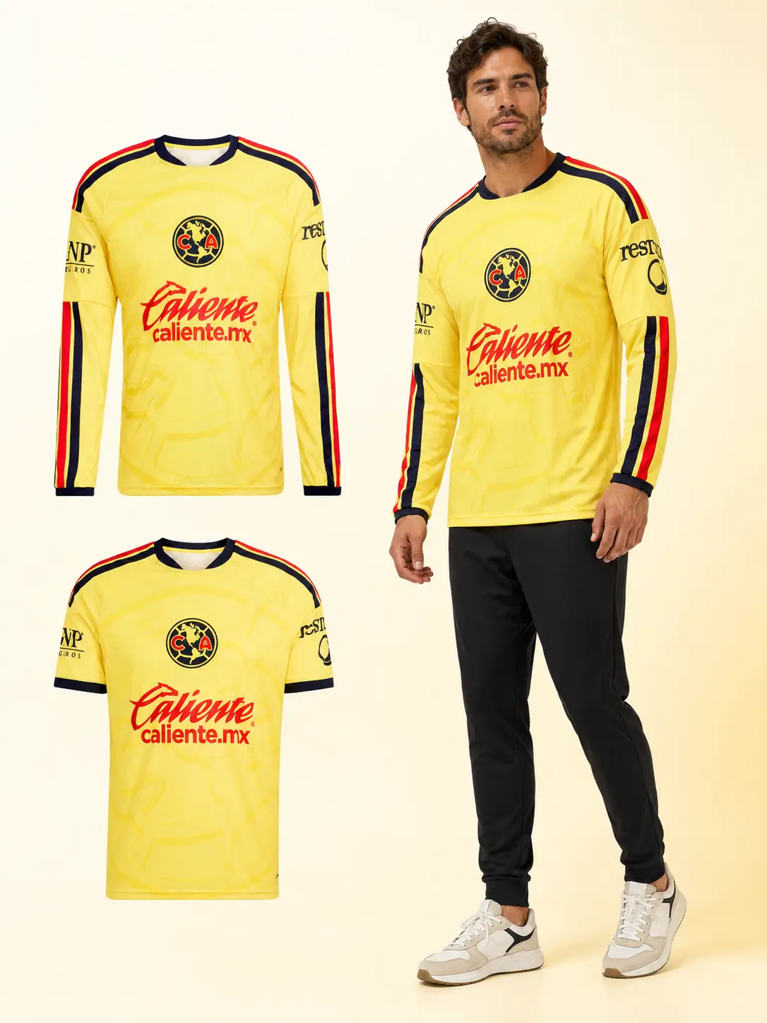 Men’s Yellow Long Sleeve Soccer Jersey – Retro Athletic Graphic Shirt, Lightweight Game Day Sports Top