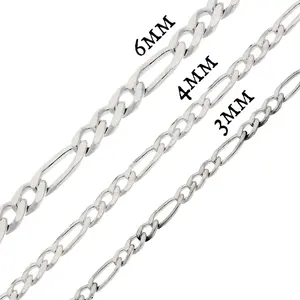 925 Silver Figaro Chain 3MM 4MM 6MM jewelry sterling sliver